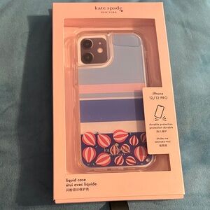 kate spade iPhone 12/12 Pro Case - Blue and Pink Stripes